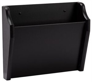 14”w Hanging File Holder, Single Pocket, Wall Mount, Slanted Front - Black