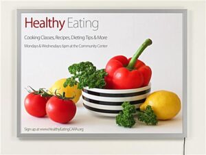 18 x 24 LED Light Box with Hanging Line for Window Displays, Snap Open - Silver