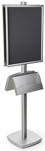 22” x 28” Dual Poster Stand with (2) 4-Pocket Tray, Snap Open, Square Base - Silver - Image 2