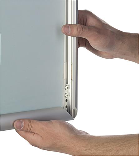 22” x 28” Dual Poster Stand with (2) 4-Pocket Tray, Snap Open, Square Base - Silver - Image 3