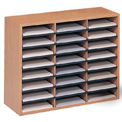 24-Section Literature Organizer for Tabletops, for 8.5 x 11 Magazines - Oak
