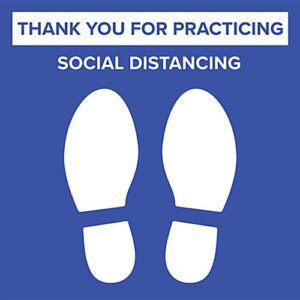 24 x 24 Pre-Printed Floor Decal for Crowd Control, Social Distancing Message - Blue