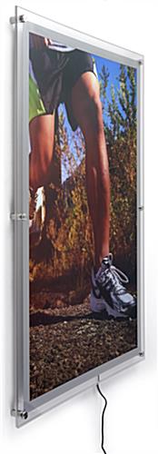 24” x 36” LED Light Box for Wall, Standoff Hardware – Silver