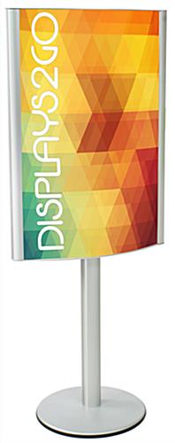 24 x 36 Poster Stand for Floor, Front Loading, Curved Frame, 2 Sided - Silver