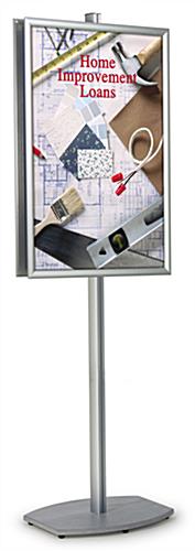 24 x 36 Poster Stand , Snap Open, Double-Sided, 6 Feet Tall - Silver
