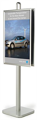 24 x 36 Poster Stand, Snap Open, Square Base - Silver