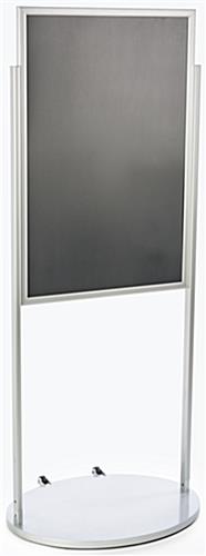 24 x 36 Poster Stand with Wheels for Floor, Double Sided, Top Insert - Silver