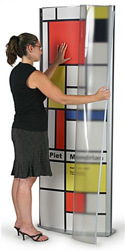 24 x 72 Poster Stand for Floor, Double Sided, Snap Open, Curved - Silver - Image 2