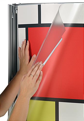 24 x 72 Poster Stand for Floor, Double Sided, Snap Open, Curved - Silver - Image 3