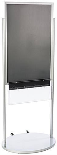 24x36 Poster Floor Stand, 4"/8.5"w, 3/5 Pockets, Double Sided, Wheels - Silver