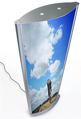 27 x 77 Poster Stand for Floor, Illuminated, Double Sided, Curved - Silver - Image 2
