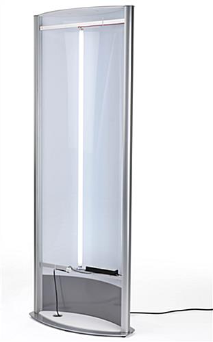 27 x 77 Poster Stand for Floor, Illuminated, Double Sided, Curved - Silver - Image 3