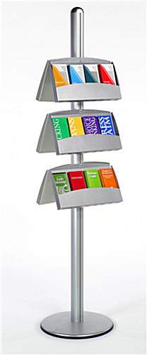 3-Tiered Brochure Floor Stands, 4", 12/24 Pockets, Double Sided - Silver