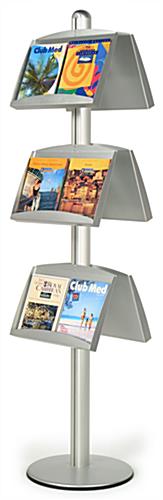 3-Tiered Literature Floor Stands, 4"/8.5"w, 12/24 Pockets, Double Sided - Silver