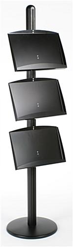3-Tiered Literature Floor Stands, 4"/8.5"w, 6/12 Pockets - Black