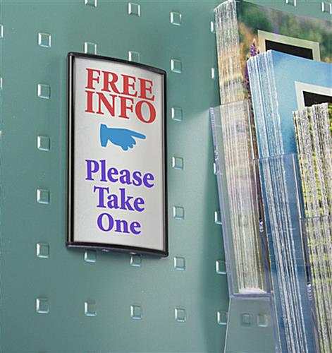 3 x 5 Curved Adhesive Wall Sign Holder, Snap-out Lens - Black