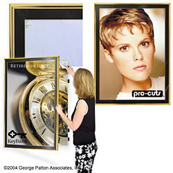 30 x 40 Matted Poster Frame for Wall, Black Mat, Swing Door - Polished Gold