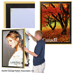 30 x 40 Matted Poster Frame for Wall, Black Mat, Swing Door - Satin Gold