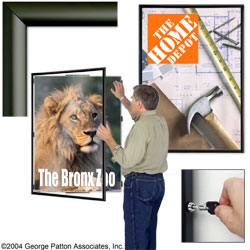 30 x 40 Poster Frame for Wall, Swing Door with Lock, Aluminum - Black