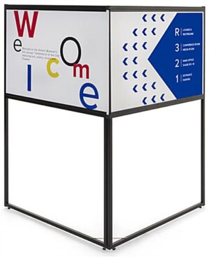 36 x 24 Corner Signage with Custom Graphics, 2 Printing Areas, Metal Frame - Black