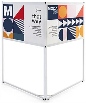 36 x 24 Corner Signage with Custom Graphics, 2 Printing Areas, Metal Frame - White