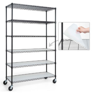 6-Tier NSF Commercial Grade Heavy Duty Wire Shelving w/ Wheels and Clear Liners - 48 x 18 x 76