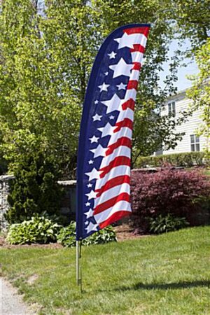 8' Feather Flag with Ground Spike - American Flag Graphic