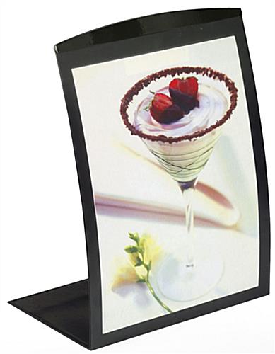 8 x 11.5 Sign Holder for Tabletop, with Magnetic Lens, Curved - Black