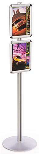 8.5 x 11 Menu Stand for Floor, Snap Open - Silver - Image 2