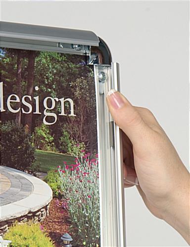 8.5 x 11 Menu Stand for Floor, Snap Open - Silver - Image 4