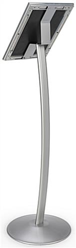 8.5 x 11 Outdoor Menu Floor Stand, Locking Snap Open Frame, Curved Post - Silver - Image 3