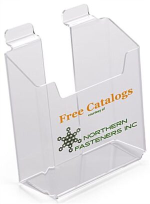 Acrylic Literature Pocket for Slatwall, Fits 5.5" Brochures, Custom Printed - Clear