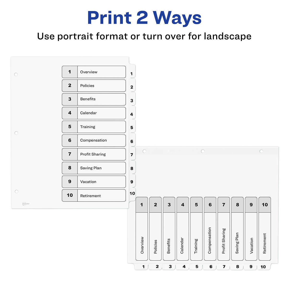 Avery Ready Index Durable Table of Contents Divider, White, 1-10 Tab Set, 6 Sets - Image 3