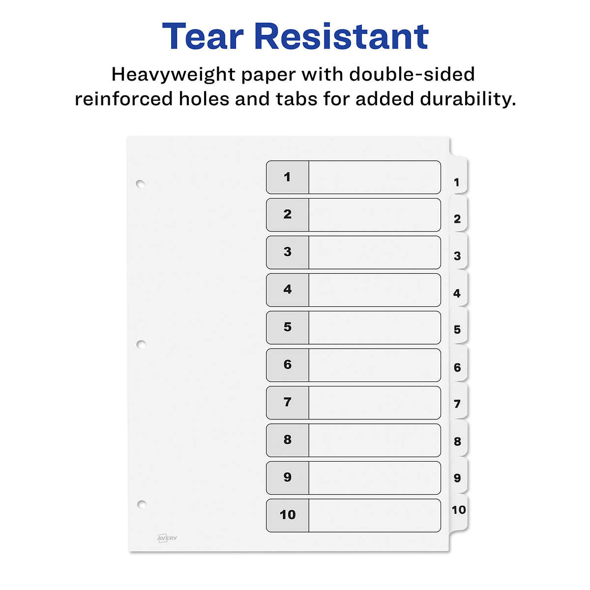 Avery Ready Index Durable Table of Contents Divider, White, 1-10 Tab Set, 6 Sets - Image 5