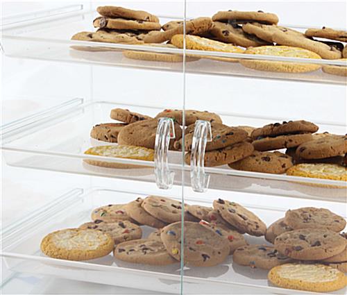 Food Display Case with (3) Plastic Removable Trays - Green Acrylic - Image 3