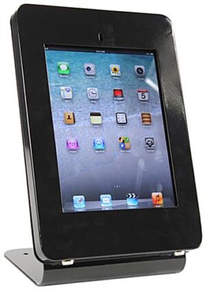 iPad Stands w/ Locking Enclosure, Hidden Home Button - Black