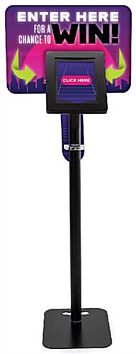 iPad Tablet Floor Stand w/ Custom Printed Sign, Locking Enclosure - Black