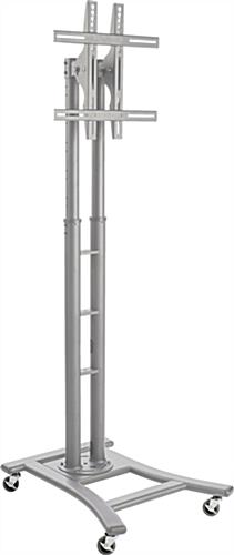 LED TV Stand with Wheels, Fits Monitors 32 to 65", Height Adjustable –Silver