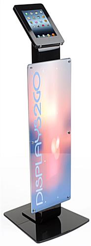 Navigator Plus Series iPad Floor Stand w/ Locking Enclosure & Custom Artwork - Black