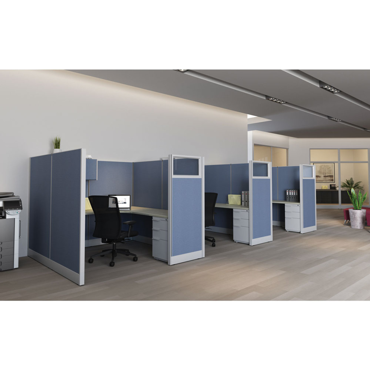 OfficeSource Fuse Collection Fabric and Tempered Crystal Panel - 30" x 67" - Image 2