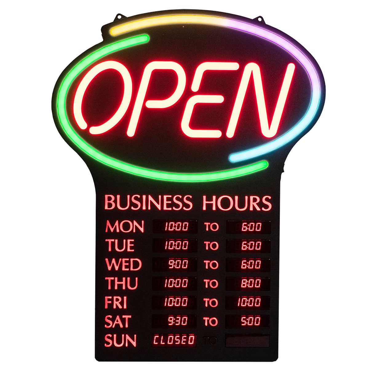 Pro-Lite LED Open Sign with Business Hours, Multicolor, 19.6"L x 25.2"H