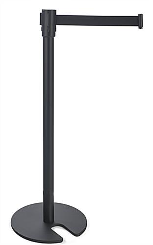 QueuePole.Economy 41" Stanchion Post with 6.5' Retractable Belt, Stackable - Black