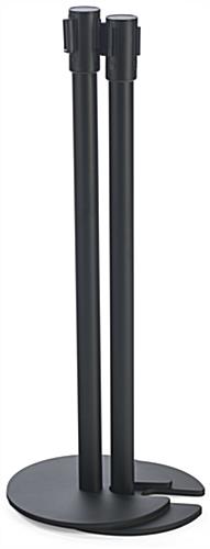 QueuePole.Economy 41" Stanchion Post with 6.5' Retractable Belt, Stackable - Black - Image 2