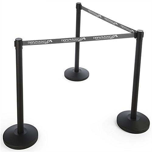 QueuePole.Economy 41.5" Black Stanchion Post, Gray Belt - 1 Color Printing - Image 2