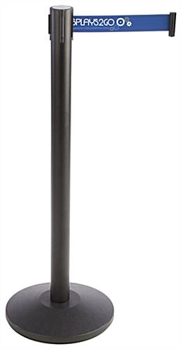 QueuePole.Economy 41.5" Black Stanchion Post w/ 6.5' Blue Belt - 3 Color Printing