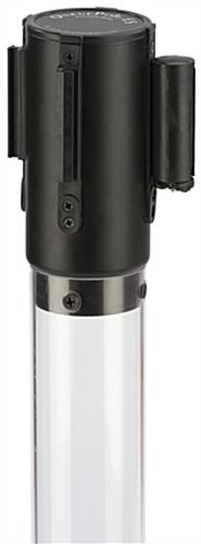QueuePole.Economy 41.5" Clear Stanchion Post with 6.5' Blue Retractable Belt - Image 2