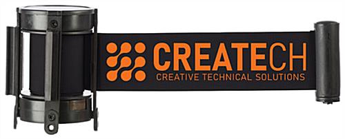 QueuePole.Economy 6.5' Custom Stanchion Belt w/ 1 Color Silkscreen Printing - Black