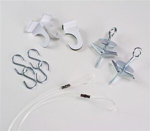 Sign Hanging Hardware with (2) 60" Nylon Lines, Bolts, Hooks and Clips for Ceiling