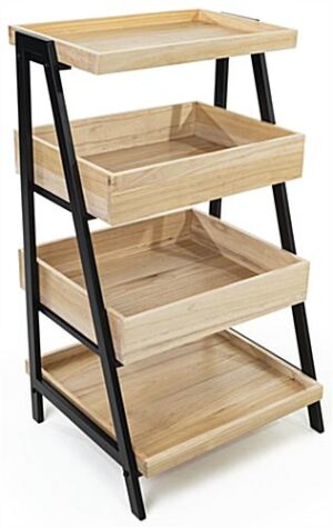 Wooden Retail Shelving Unit, 4 Shelves – Natural Finish