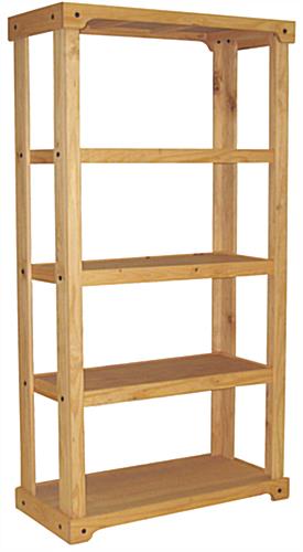 Wooden Retail Shelving Unit with 3 Shelves, Open Back – Natural Finish